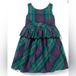 Janie & Jack Peplum Plaid Christmas Dress Size 5
